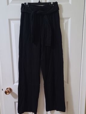 Zara Black Wide-Leg Paperbag Waist Pants Tie